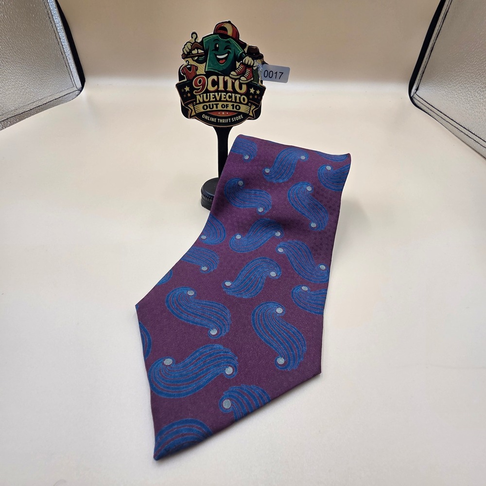 Giorgio Armani Cravatte Silk Tie Burgundy Blue‎ Abstract Swirl Made in Italy